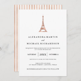 Invitación Boda elegante de la torre Eiffel del falso oro