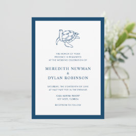 Invitación Boda elegante de la tortuga azul de la Marina Náut