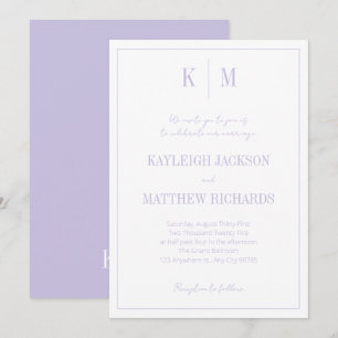Invitación Boda elegante de lavanda clásica monograma