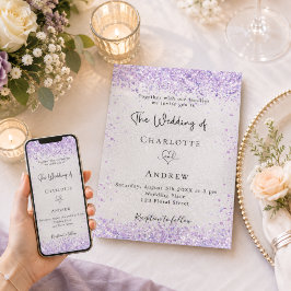 Invitación Boda elegante de lavanda violeta plateada