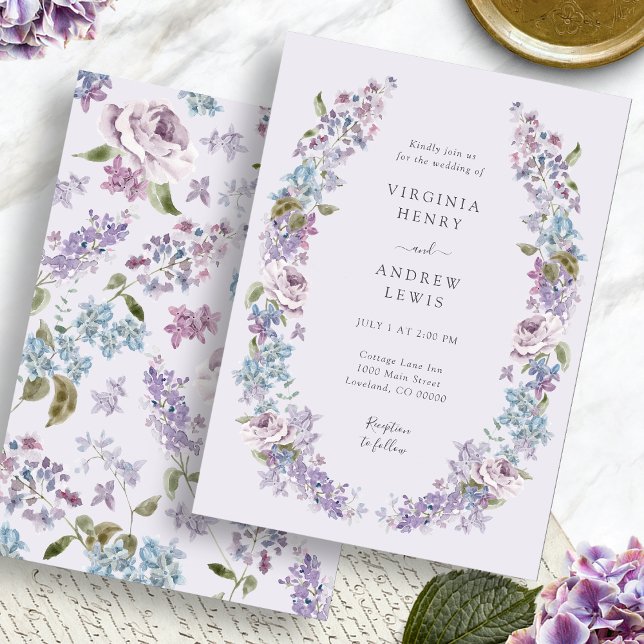 Invitación Boda elegante de lavanda y lila (Elegant Lavender Lilac Wedding Invitation by Painted Paperie
)