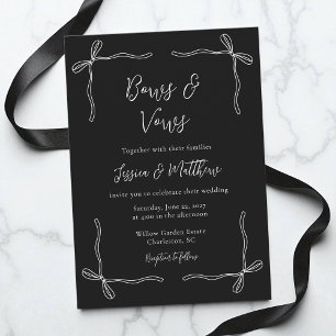 Invitación Boda Elegante de Lazo en Blanco y Negro Minimalist