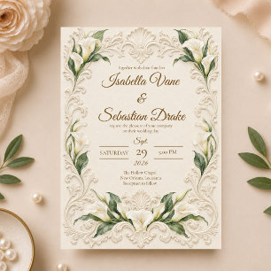 Invitación Boda elegante de lirio de calla barroco
