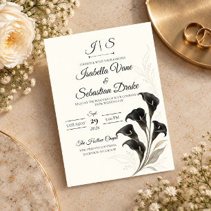 Invitación Boda elegante de lirio de calla negro
