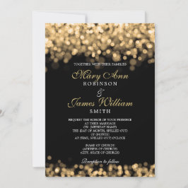 Invitación Boda Elegante De Luces De Oro