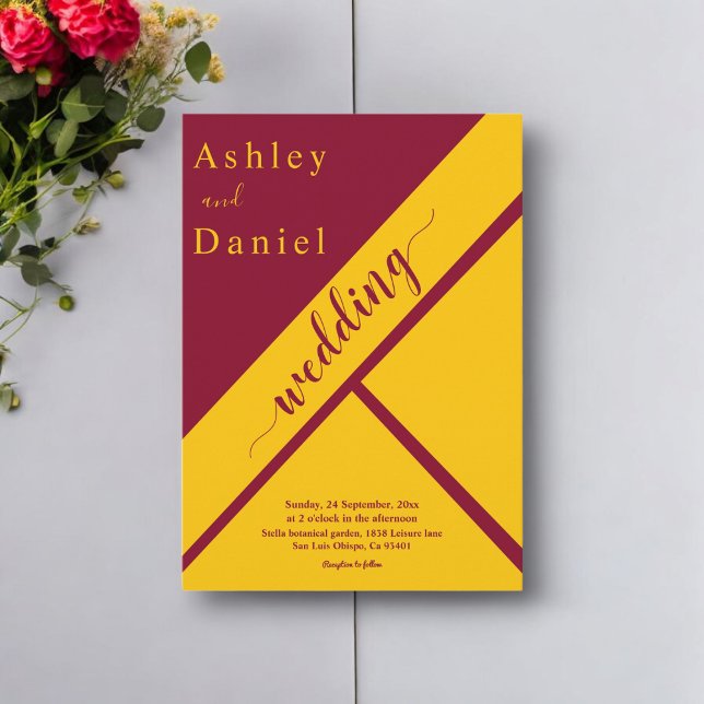 Invitación Boda Elegante De Lujo Borgoña Y Dorado De Oro (Subido por el creador)