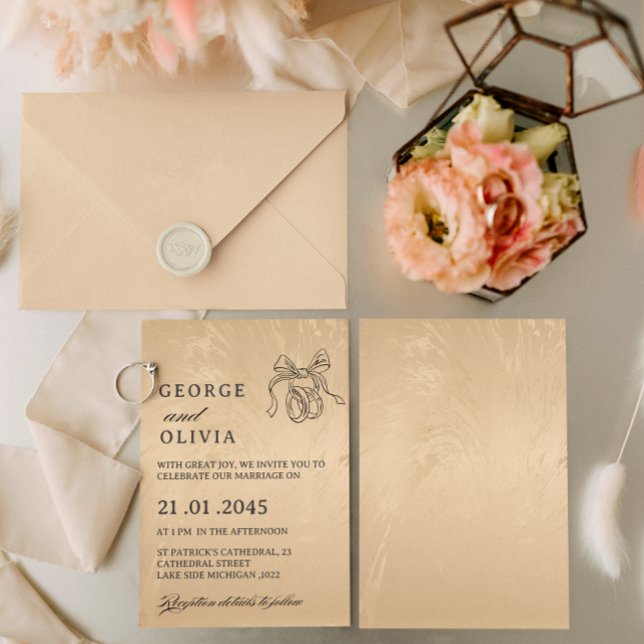 Invitación Boda elegante de lujo con mármol dorado (Subido por el creador)