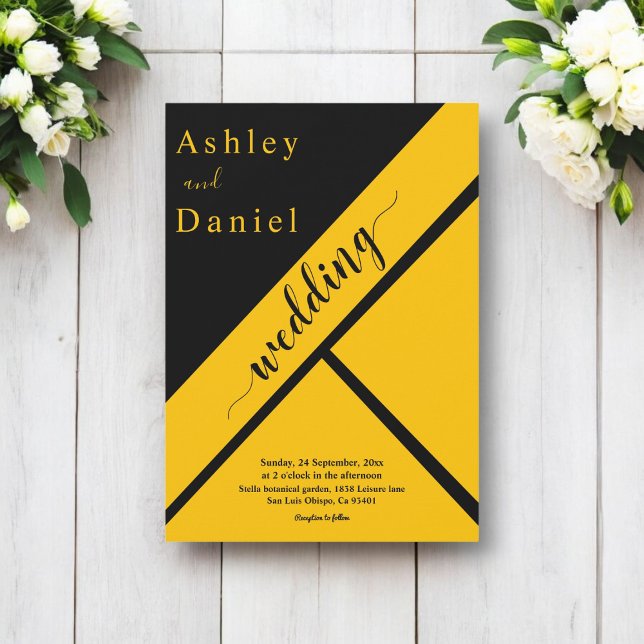 Invitación Boda Elegante De Lujo Negro Y Dorado Moda Dorado (Subido por el creador)