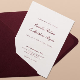 Invitación Boda elegante de marfil y borgoña 