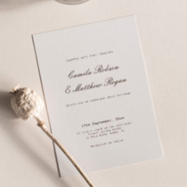 Invitación Boda elegante de marfil y marrón 