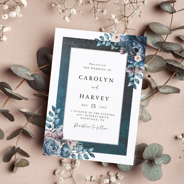 Invitación Boda elegante de mármol azul (Subido por el creador)