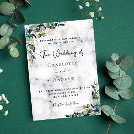 Invitación Boda elegante de mármol verde eucalipto