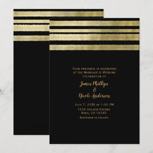 Invitación Boda elegante de Moda moderna dorada y negra