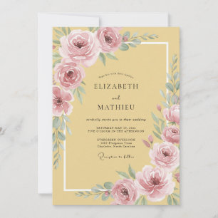 Invitación Boda elegante de mostaza amarilla en primavera