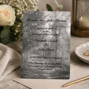 Invitación Boda elegante de naturaleza en blanco y negro