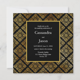 Invitación Boda elegante de negro y oro