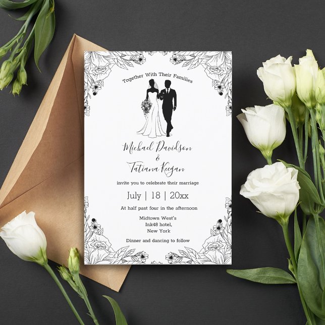 Invitación boda elegante de novias y ilustraciones (Subido por el creador)