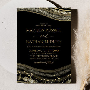 Invitación Boda elegante de ónix dorado