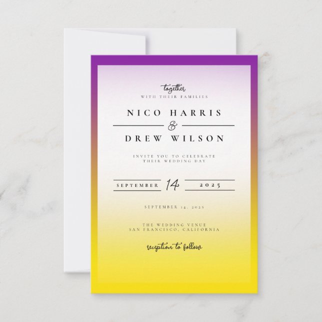 Invitación Boda elegante de orgullo intersexual (Anverso)