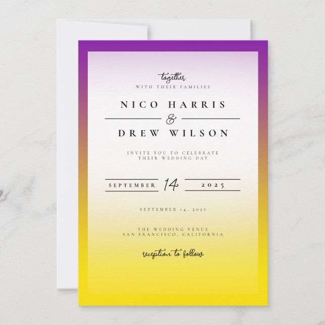 Invitación Boda elegante de orgullo intersexual (Anverso)