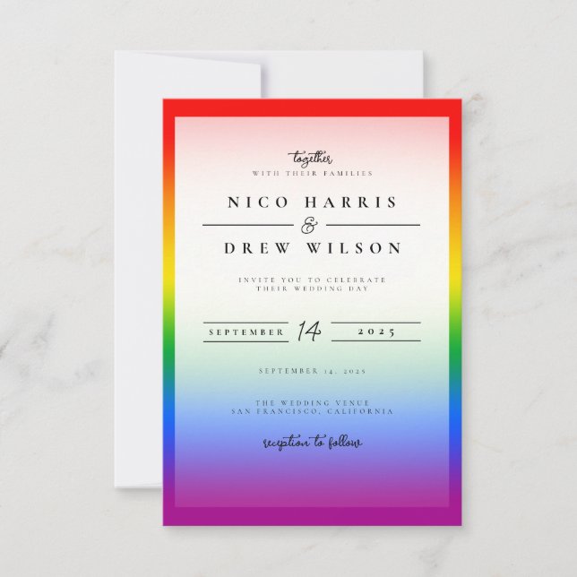 Invitación Boda elegante de orgullo LGBTQ+  (Anverso)