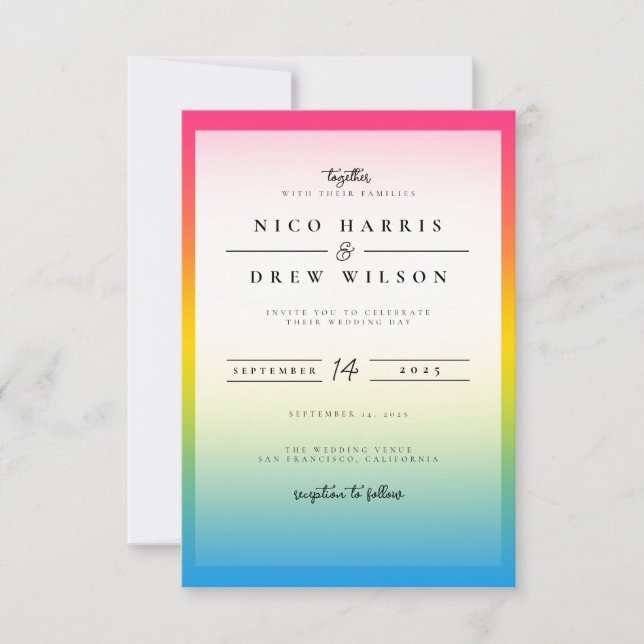 Invitación Boda elegante de orgullo pansexual (Anverso)