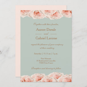 Invitación Boda elegante de oro de salvia floral de rosas ros