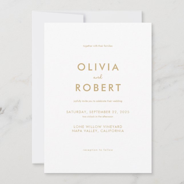 Invitación Boda elegante de oro moderna (Anverso)