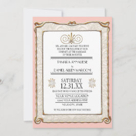 Invitación Boda elegante de oro rosa Gatsby Art Deco Nouveau
