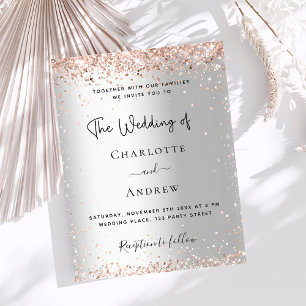 Invitación Boda elegante de oro rosa plateado