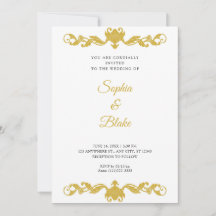 Boda elegante de oro y Art Deco Blanco
