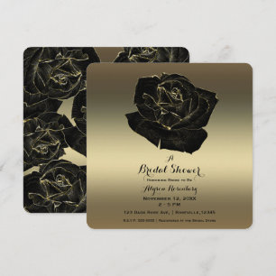 Invitación Boda elegante de oro y rosa negra