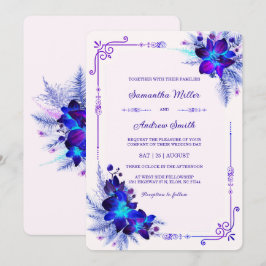 Invitación Boda elegante de orquídeas azules y moradas