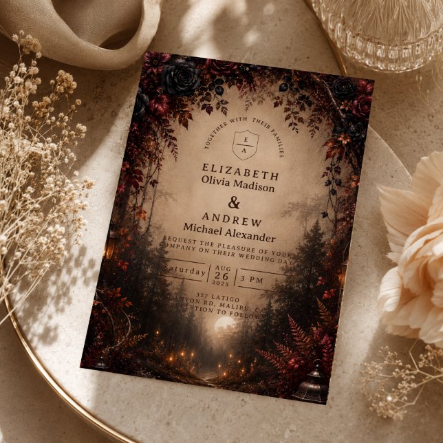 Invitación Boda elegante de otoño oscuro (Subido por el creador)