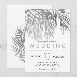 Invitación Boda elegante de palmeras plateadas de moda modern