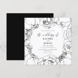 Invitación Boda elegante de peonatos negros y blancos