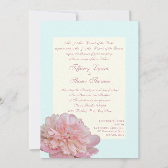 Invitación Boda elegante de peones suave (Anverso)