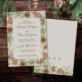 Invitación Boda Elegante De Pine Beige De Invierno Moderno