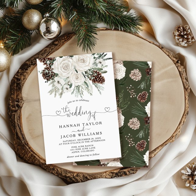 Invitación Boda elegante de pino de invierno (Subido por el creador)