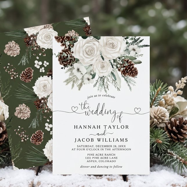 Invitación Boda elegante de pino de invierno (Subido por el creador)