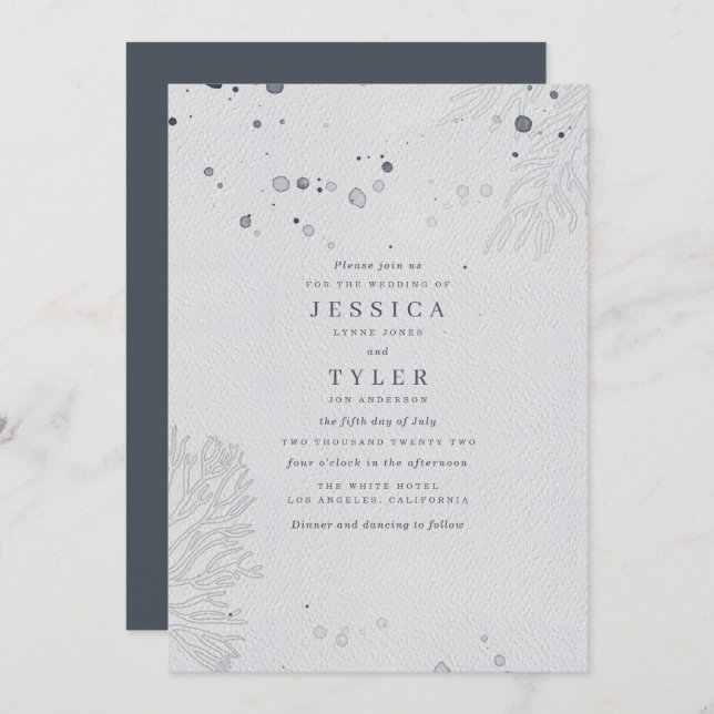 Invitación Boda elegante de playa (Anverso / Reverso)
