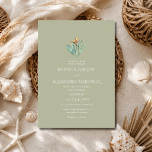 Invitación Boda Elegante de Playa Ave del Paraíso Tropical
