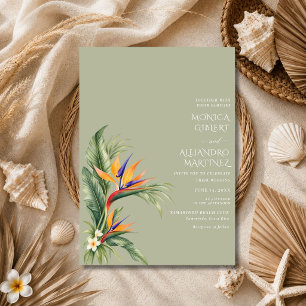 Invitación Boda Elegante de Playa Ave del Paraíso Tropical