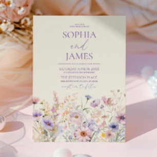 Invitación Boda elegante de prado de flores silvestres rosada
