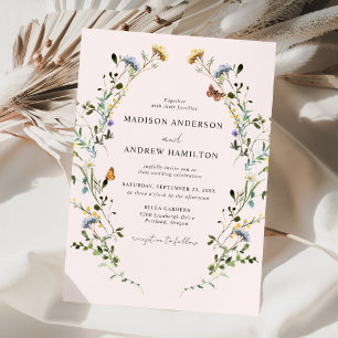 Invitación Boda elegante de prado silvestre rosa rubor