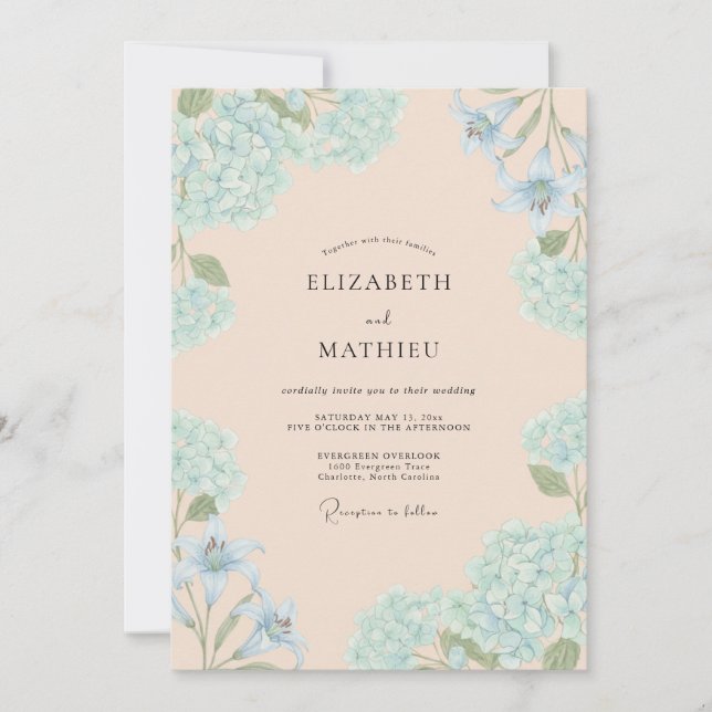 Invitación Boda elegante de primavera con albaricoque (Anverso)