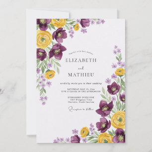 Invitación Boda elegante de primavera con ciruela