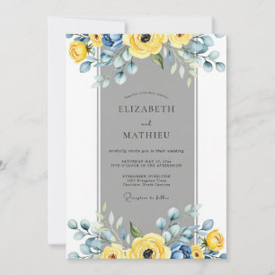 Invitación Boda elegante de primavera en pizarra gris amarill