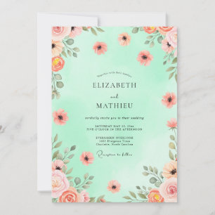 Invitación Boda elegante de primavera en verde menta