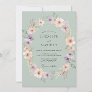 Invitación Boda elegante de primavera en verde salvia